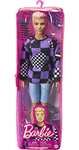 Barbie Ken Fashionista Sudadera corazones a cuadros Muñeco rubio con pantalones cortos, juguete a la moda +3 años (Mattel HBV25)