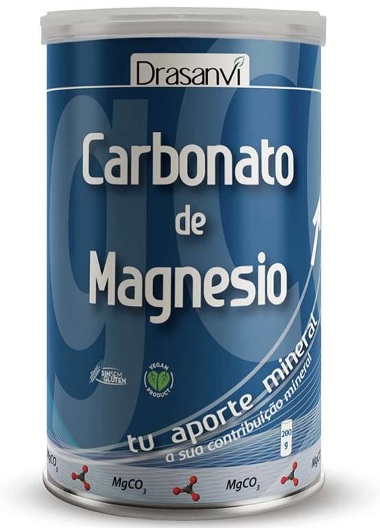 DRASANVI Carbonato de magnesio PURO, Contribuye al funcionamiento del sistema nervioso, Disminuye cansancio, 200grs de polvo=166 dias