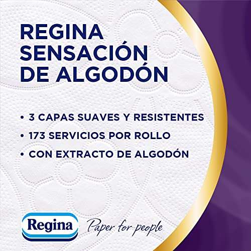 Regina Papel Higiénico Sensación | 6 Rollos | 173 Hojas de 3 Capas | Con Loción de Extracto de Flor de Algodón