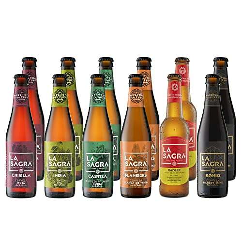 La Sagra Pack Cerveza Artesanal 6 Estilos, Botella, 12 x 330ml & Packs degustación Lagers del Mundo 24 botellas [ Total 36 botellas ]
