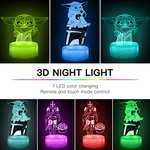 Luz Nocturna 3D , Lámpara con 3 Patrones y Cambio de 16 Colores (Aplicar cupón)