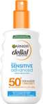 2x Garnier Delial Sensitive Advanced, Spray Pieles Claras, Sensibles e Intolerantes al Sol, IP50 plus, 200 ml [8'36€/ud]