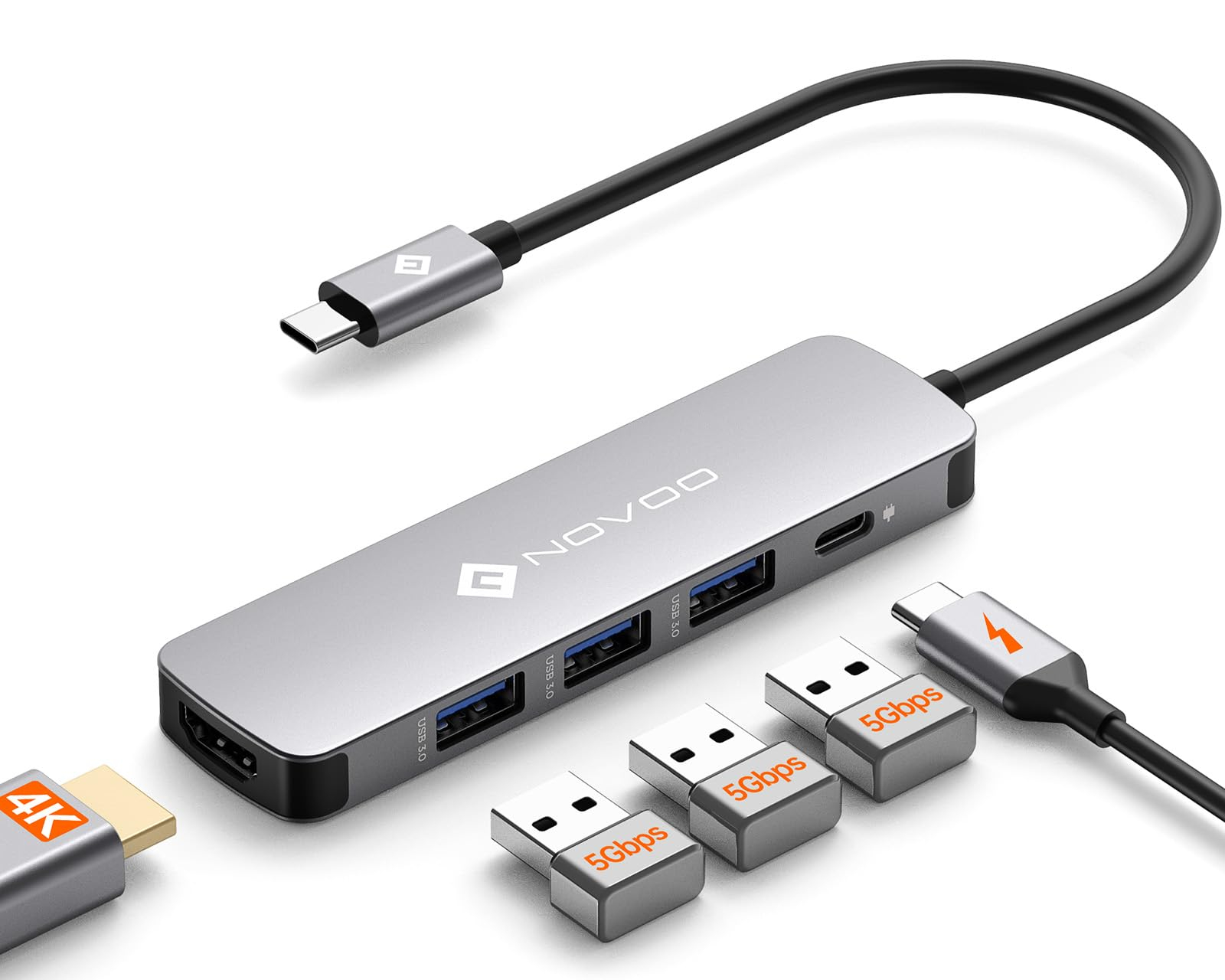 Docking Station USB C 5 en 1, HDMI 4K@60, PD 100W, Datos 5Gbps