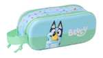 SAFTA BLUEY 3D - Portatodo Doble 3D, Estuche Infantil, Estuche Niño, Ideal para Niños en Edad Escolar, Cómodo y Versátil