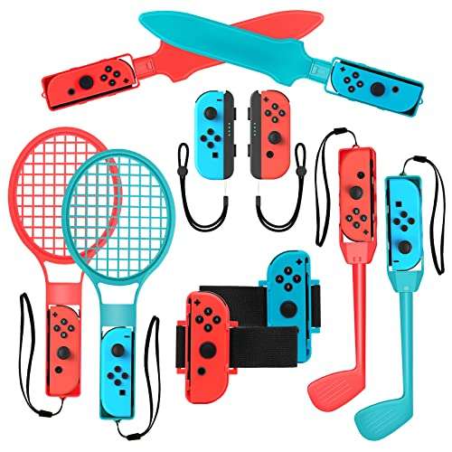 Switch Accesorios deportivos para niños Juegos de Nintendo Switch , 10 en 1 Paquete familiar de accesorios de juego