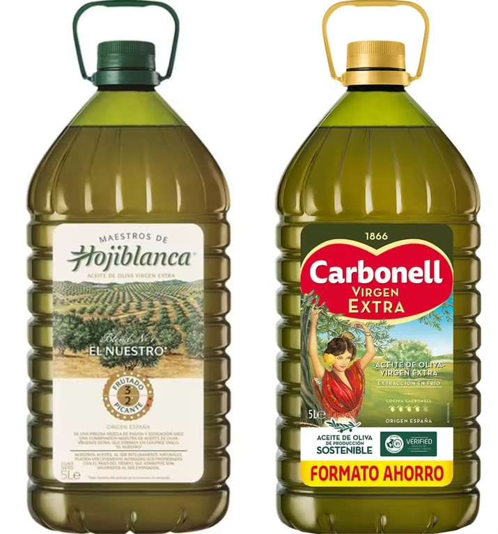 Garrafa 5L Aceite de Oliva Virgen Extra Carbonell u Hojiblanca [6,67€/L] - [31,99€ NUEVO USUARIO - 6,39€/L]