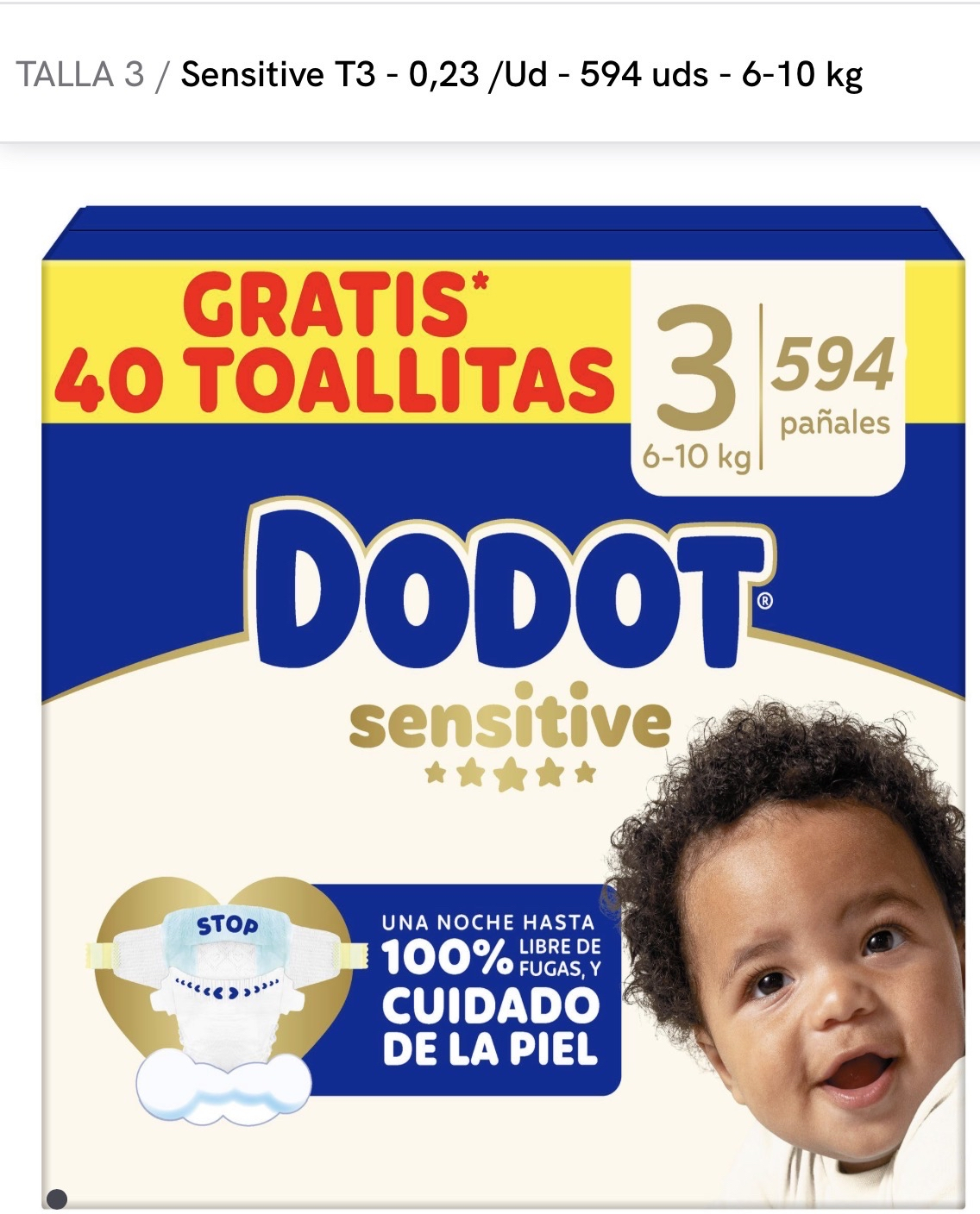 Dodot 3 sensitive (0,21 el pañal si eres socio)