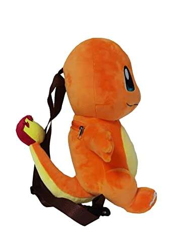Pokémon - Mochila Infantil, Diseño Charmander, Pikachu o Squirtle, Peluche, con Cintas Ajustables y Desmontables, 36cm