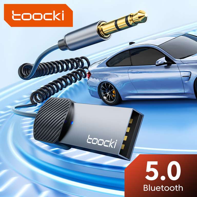 Toocki-adaptador inalámbrico Bluetooth 5,0 Aux para altavoz de coche, Dongle de música