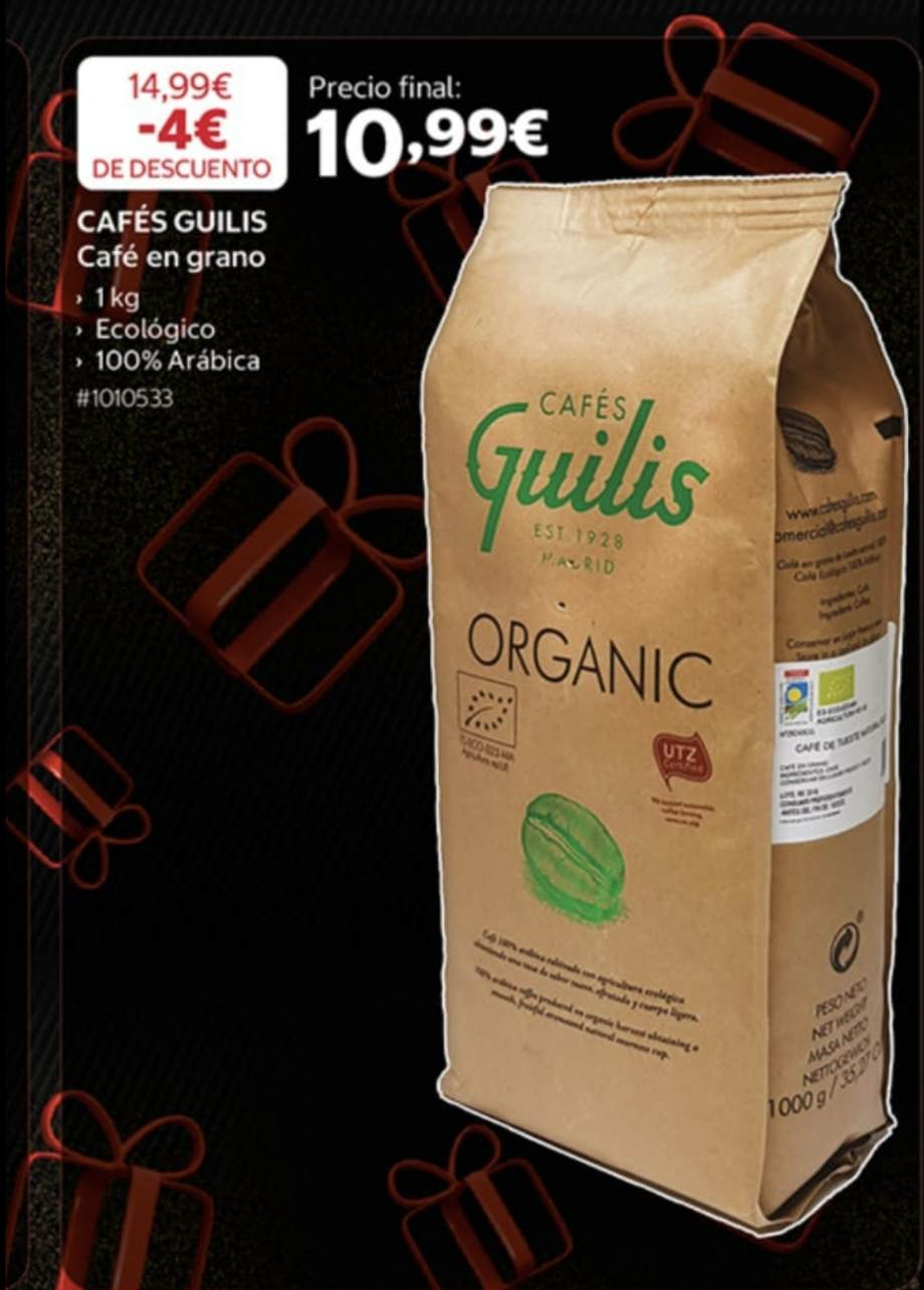 Cafe en grano 100% Arábica Guilis Organic 1 kg