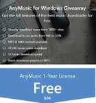 AnyMusic: suscripción gratuita de 1 año para descargar canciones desde cualquier sitio web
