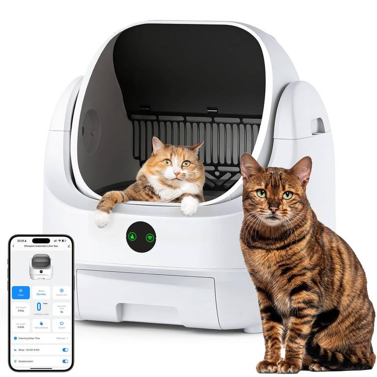 Arenero Gatos Autolimpiable Ellenpent con Control por App y adecuado para varios gatos