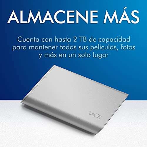 LaCie Portable SSD, 1 TB, Unidad de estado sólido externa, USB-C, USB 3.2 gen 2, con velocidades de hasta 1.050 MB/s