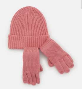 Fórmula Joven Conjunto de gorro y guantes largos de mujer rosa