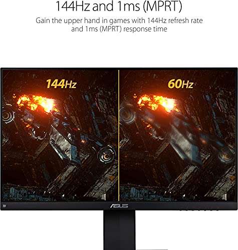 ASUS VG249Q - Monitor de Gaming de 23.8" (Full-HD 1920x1080, 1 ms, 144 Hz, VGA y HDMI) Ajuste Ajuste de altura, inclinación, giratorio