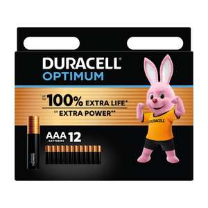 Duracell Optimum pilas AAA (Pack de 12) - Pilas Alcalinas 1,5 V - Hasta 100 % Extra duración