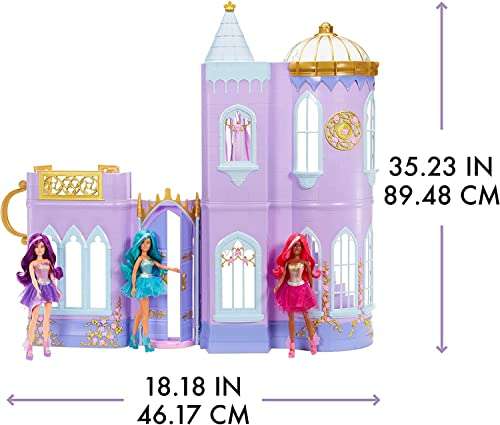 Aria MGA's Dream Ella Majestic Castle - Juguete para niños - Castillo portátil de Dos Pisos - Tiene Capacidad para 2 muñecas de 29 cm.