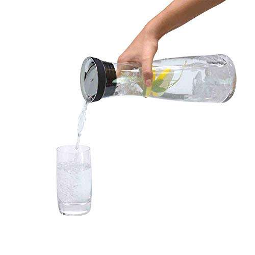 WMF Basic - Botella de agua de cristal, sistema Close Up, Sin accesorios, Negro, 1,0 litros