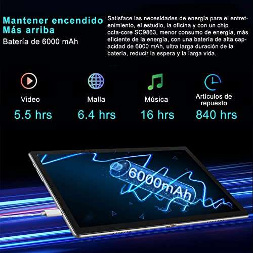 YESTEL Tablet 10 Pulgadas Android 11 Google GMS con 2.4G WiFi