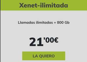 Xenet Llamadas ilimitadas + 800GB
