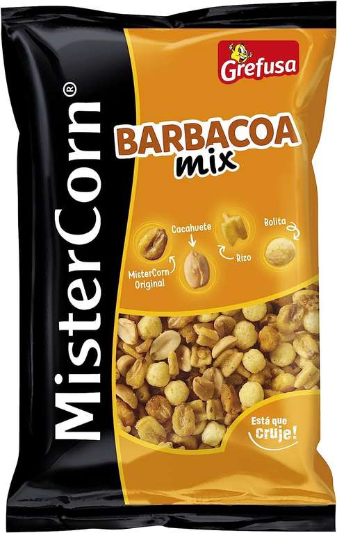 Grefusa MisterCorn Barbacoa Mix con Maiz, 195g - Cocktail de Frutos Secos con sabor BBQ (Cantidad Mínima 3 Unidades)