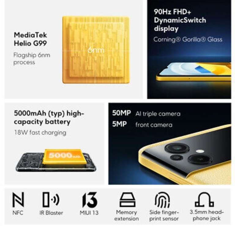 Xiaomi POCO M5 4/128GB Smartphone 6.58" Helio G99 5000mAh 50MP NFC Global