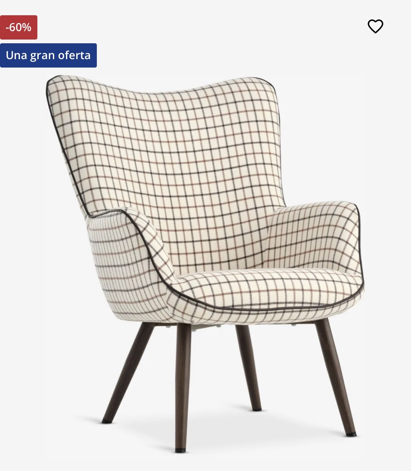 Sillón BIERSTED a cuadros tela beis/marrón en JYSK por solo 80€ (-60%) | (PVP: 199€)