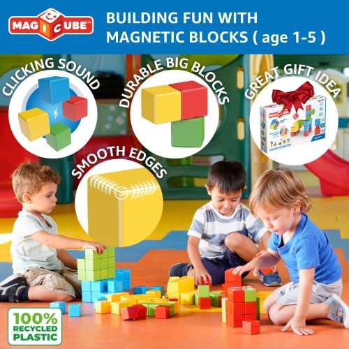 Geomag 24 piezas - Construcción Cubos Magnéticos, Color amarillo, rojo, azul, verde