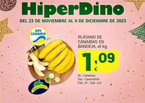 Plátano de Canarias IGP en bandeja a 1,09€ el Kilo