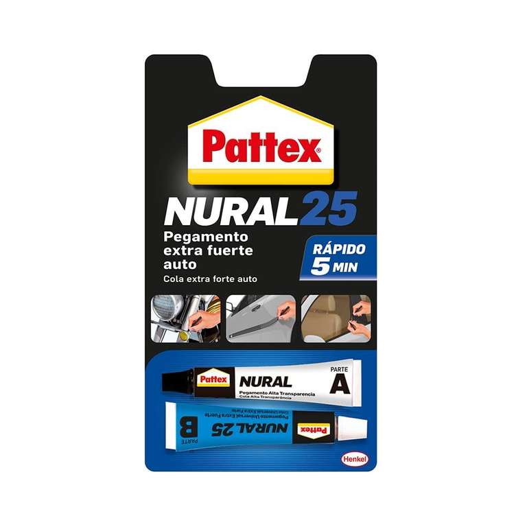 Pattex Nural 25 Pegamento extra fuerte, adhesivo resistente para la mayoría de materiales del automóvil, 2 x 11 ml