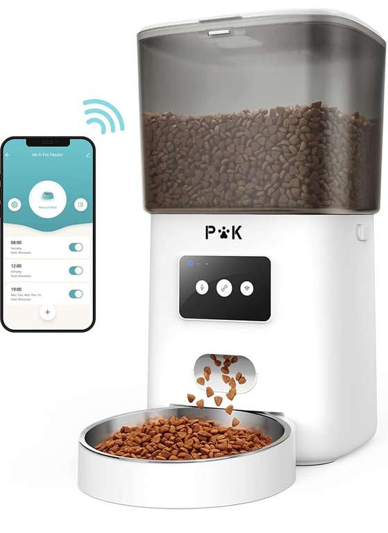 PUPPY KITTY 6L Comedero Automático Gatos y Perros, WiFi Alimentador Perros con Alerta de Comida Baja, Control App