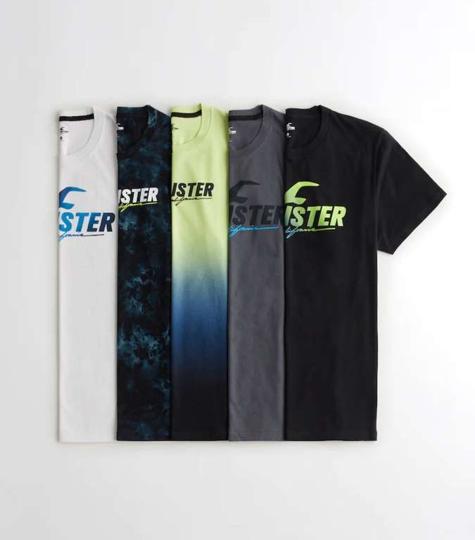 Pack de 5 camisetas con gráfico estampado Hollister