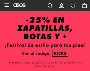 25% extra en zapatillas, botas y + seleccionadas en ASOS