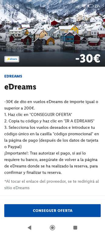 30€ descuento en eDreams con la app de Lidl Plus
