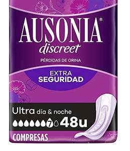 Ausonia Discreet Compresas Noche Incontinencia Mujer, Ultra, 48 Unidades, Protección Completa que Apenas Notarás