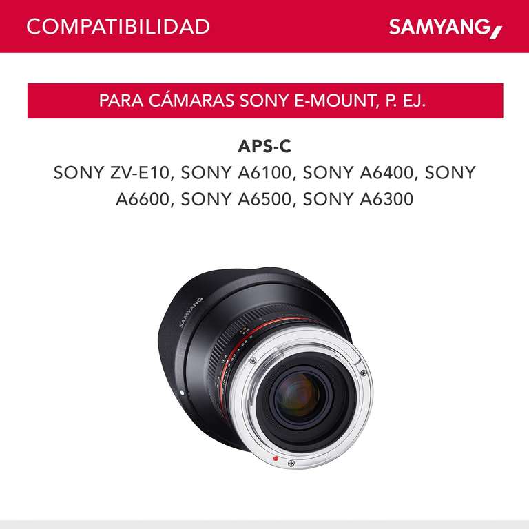 Samyang 12mm F2.0 Lente para Sony E - Lente gran angular de longitud focal fija, lente de enfoque manual para cámaras Sony E-mount APS-C