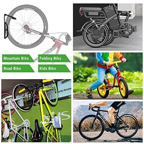 [2PZS] Soporte de Pared para Bicicletas, Ganchos para Bicicleta de Acero Ajustable