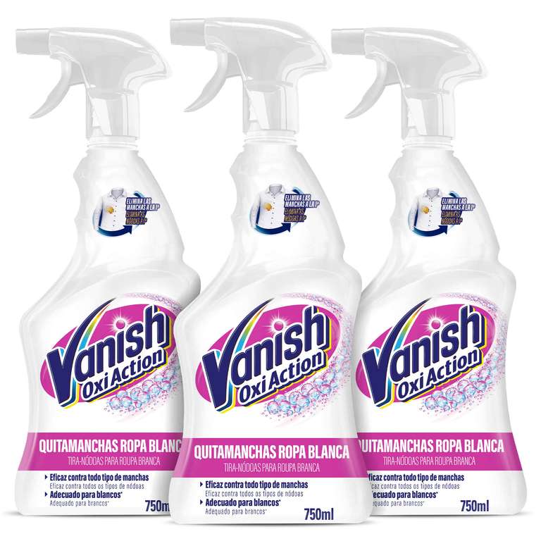 Vanish Oxi Action Quitamanchas ropa blanca, spray pretratante - 3x750 ml [3'10€/ud]