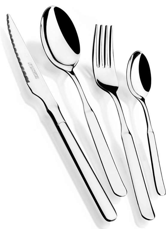 Monix Milán - Set de cubiertos de 24 piezas con cuchillo chuletero, acero inoxidable 18/10, espesor 2 mm (6 comensales)