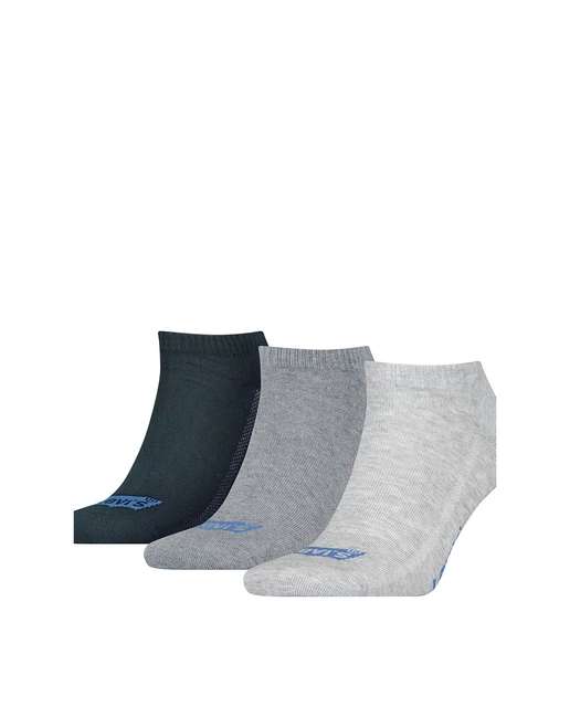 Levi's Pack de tres pares de calcetines tobilleros gris con logo