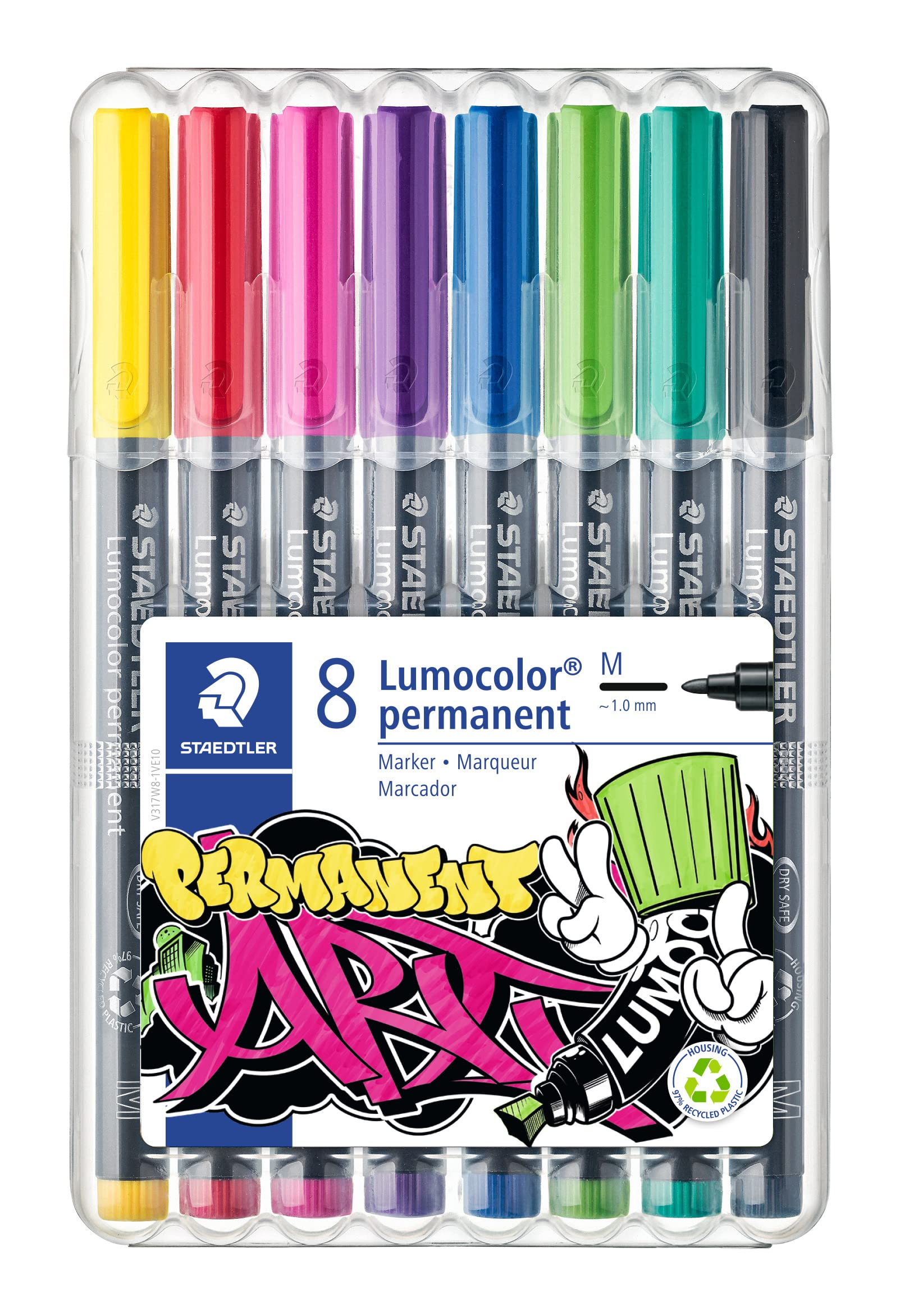 Estuche de 8 Rotuladores Permanentes Staedtler 317 Lumocolor Permanent Art (Punta M 1.0mm)