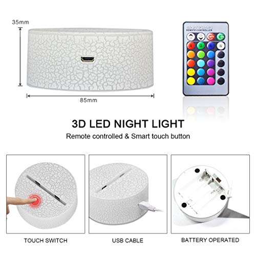 3D Lámpara de ilusión LED Touch lámpara de escritorio de mesa 16 colores, con mando a distancia