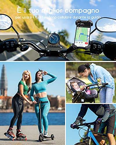 Soporte metálico de móvil para manillar de bicicleta o moto (aplicar 2 cupones)