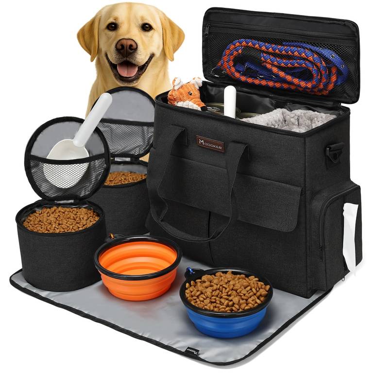 Bolsa de Viaje para Mascotas aprobada por la aerolínea, Juego de Viaje para Perros y Gatos de Fin de Semana, Negro