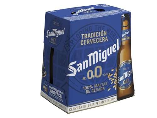 24 x 250ml. San Miguel 0,0 Cerveza Sin Alcohol, Cerveza Pils Dorada Ligera y Refrescante, Cerveza 0,0% Alcohol