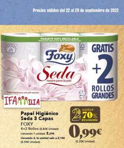 Foxy Seda higiénico 6 rollos a 2,14€ (llevando 2)