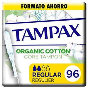 Tampax Cotton, Regular, 96 Unidades, Tampones de 100% Algodón Orgánico con Aplicador