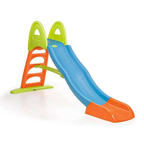 FEBER - Super Mega Slide, Tobogán de colores luminosos rampa curva y conexión de agua, resistente y seguro