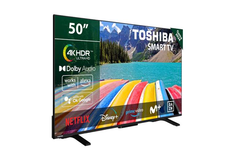 TOSHIBA 50UV2363DG Smart TV 4K UHD de 50", sin Marcos, con HDR10, Dolby Audio, Compatible con Asistente de Voz Alexa y Google, Bluetooth