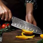 Cuchillo Santoku – 7" Cuchillo de Cocina estilo Japonés – X50CrMov15 Hoja de acero alemana y mango ergonómico de Pakkawood